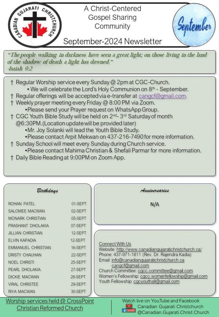 September 2024 Schedule